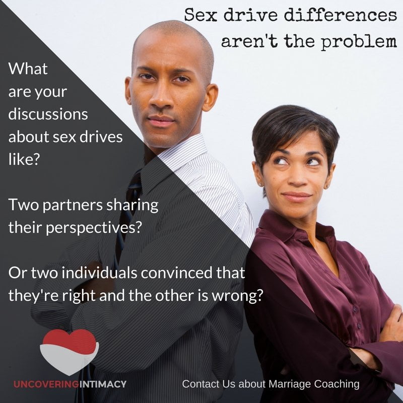 Sex drive differences aren't the problem. What are your discussions about sex drives like? Two partners sharing their perspectives? Or two individuals convinced that they're right and the other is wrong?