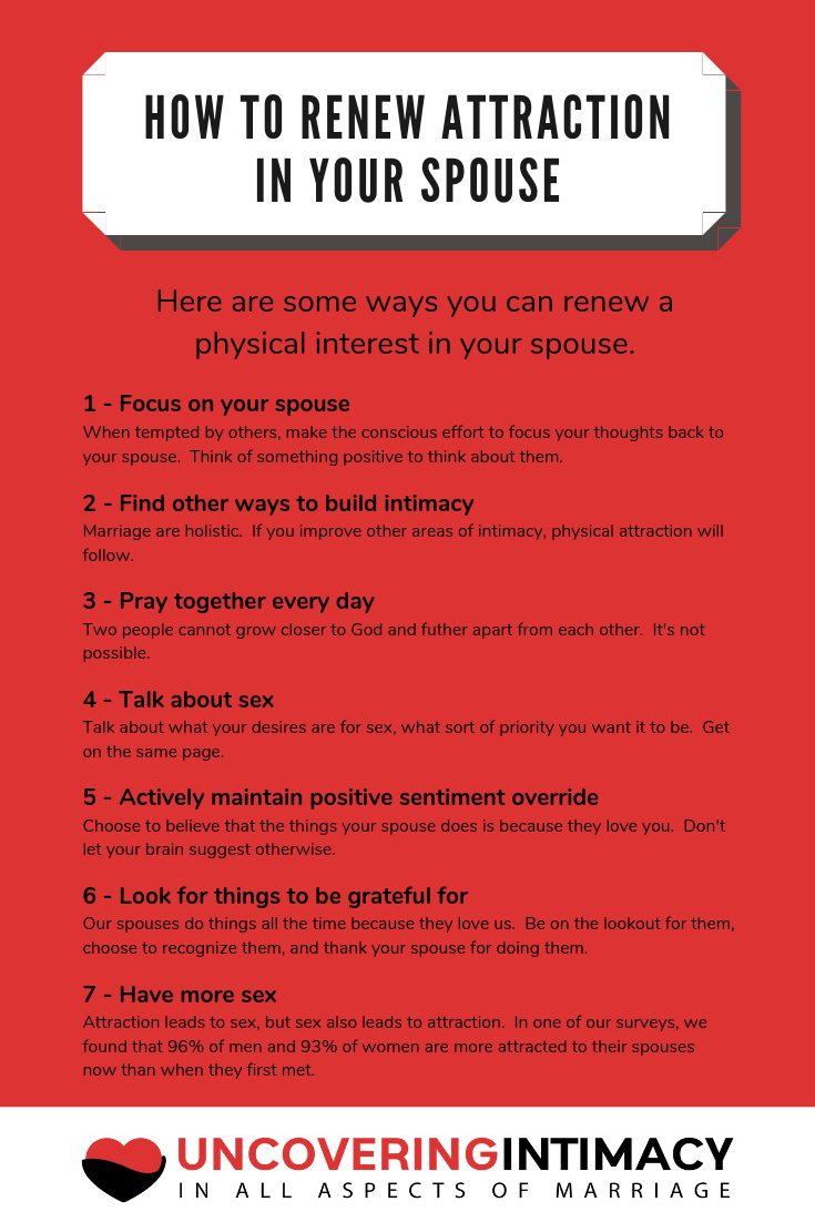 Are there things you have to do to stay interested in your spouse for the long haul?  Here are 7 tips to help you stay interested and renew attraction in your spouse.