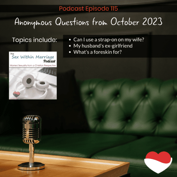 Topics include:
Can I use a strap-on on my wife?
My husband’s ex-girlfriend
What’s a foreskin for?
