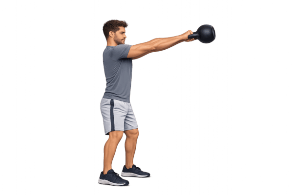 Man doing a kettlebell swing