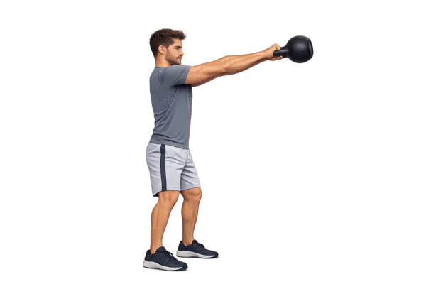 Man doing a kettlebell swing