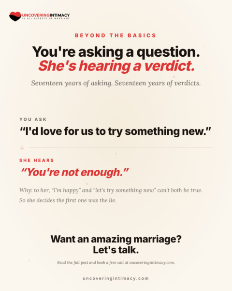 You ask to try something new. She hears a verdict.