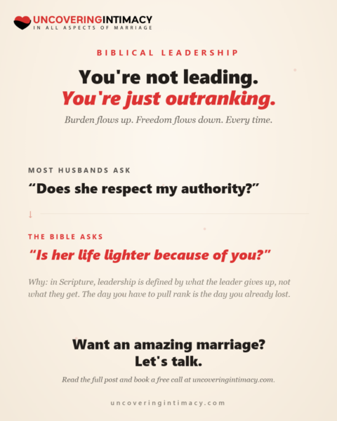 Most husbands ask: does she respect my authority? The Bible asks: is her life lighter because of you?